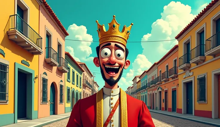 Create a YouTube video cover with a humorous and engaging style, inspired by Flork memes. The cover should highlight the history of tax in Brazil in a fun and visually appealing way.. Use elements like:

An illustration of &#39;King Dom João VI&#39; with a...