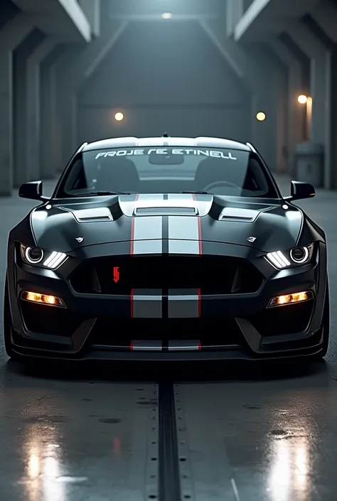 Create a self-project of a Ford Mustang GT 500 with the letters Project Sentinel