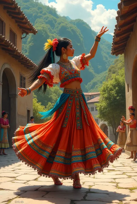 Create another image that reflects the dances of Peru in the 1900s with a typical costume of that time in Peru 
