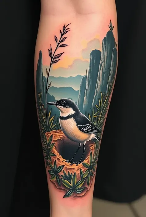 tattoo: Burrowing bird+ colombia + Citará cliffs + frailejones