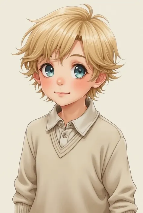 Create a drawing of a realistic blond boy, body drawing

