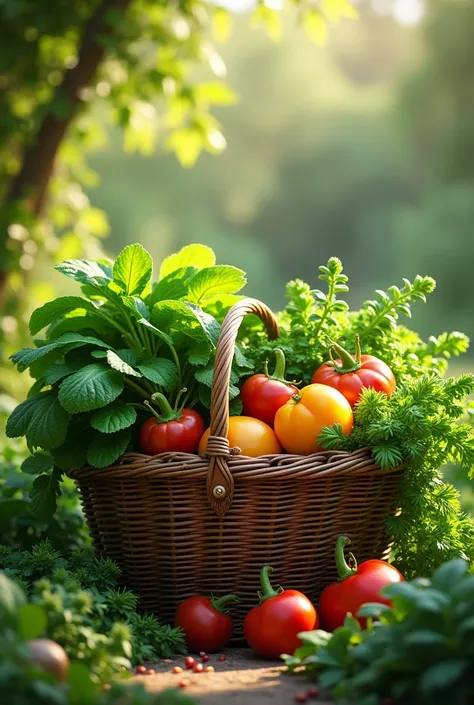 home garden、Fresh greens、fresh、Vegetables in a basket