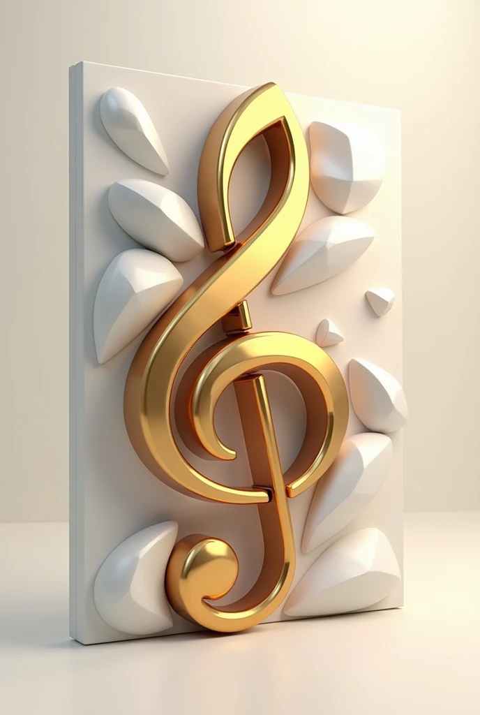 3D logo of Daniel Excel merged with the treble clef, using gold, brown and white colours