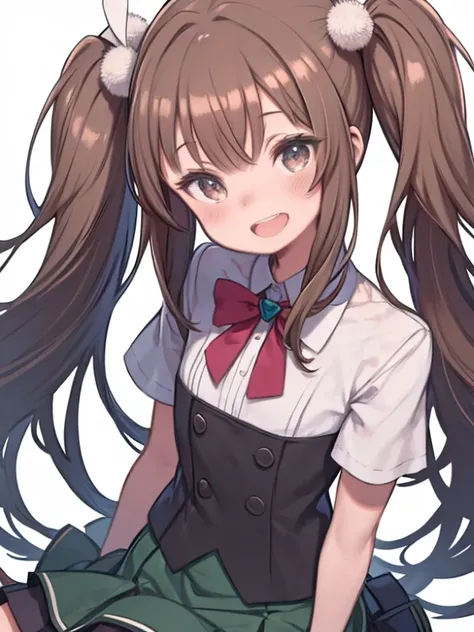 Highest quality, masterpiece, High resolution, 一人in, {Minegumo_Kantai Collection:1.15}, length_hair, twin_braiteeths, braiteeth, Light_brOwn_hair, reteeth_eye, chest, brOwn_eye, grateethient_hair, multicoloreteeth_hair, blush, Open_mouth, bow, bowtie, rete...