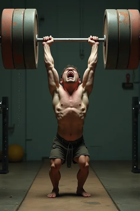 Small person lifting heavy weights 