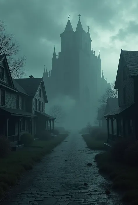 (photorealism:1.2) island with cloudy weather, hostile and dark atmosphere. Victorian style buildings and houses built with dark gray bricks. Its inhabitants have a hostile and unpleasant appearance