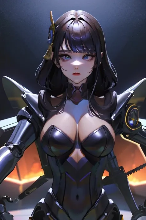 (masterpiece),(Highest quality),(Super detailed),(Best illustrations),(Best Shadow),(Absurd),(Detailed Background),(so beautiful), 16K, 8K, 4K,(Best Shadow),bunny girl,empty eyes,robotization,woman ,big bust,Robot Joint ,Metal skin,Black Suit,long hair,a b...