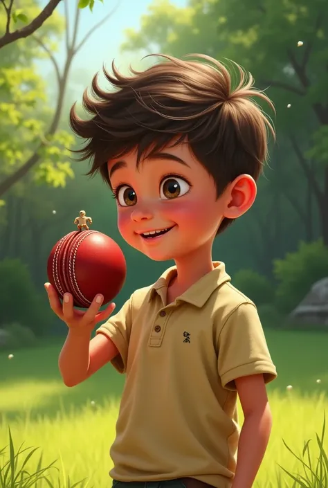 A boy who left cricket ball in his hand looking like a human being 