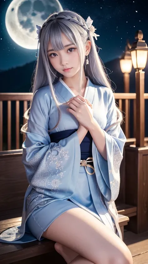 **Prompt:** Create an ultra-realistic 8K resolution image of Tsukuyomi, the Japanese moon god from Shinto mythology, reimagined as the ultimate moe character while retaining the deitys iconic features. Tsukuyomi is depicted with an adorable, youthful appea...