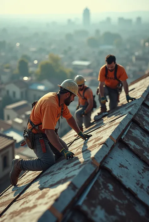 Men working on roofing

