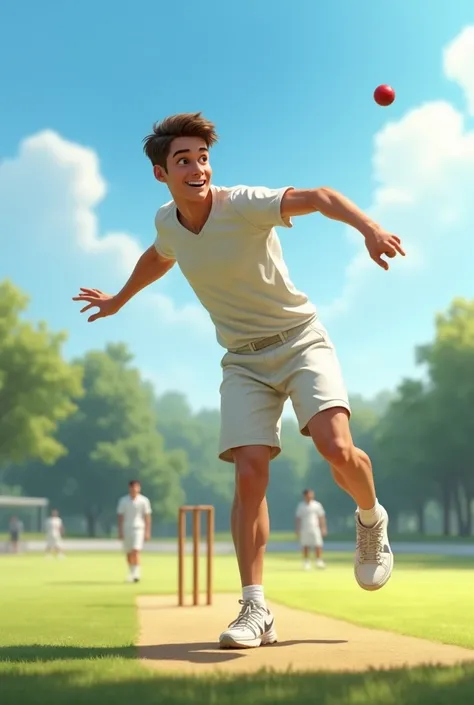 To generate an image of a  bowling in cricket while wearing civilian clothes on a field, you can use the following prompt:

"Create an image of a  in mid-action bowling during a cricket match. He is dressed in casual civilian clothes— a plain t-shirt and s...