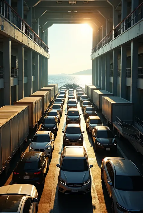 Car deck of the Cruise car ferry named MS Catbalogan 
 