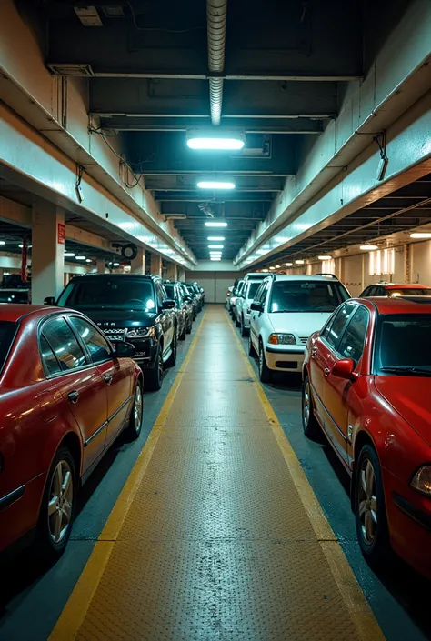 Car deck of the Cruise car ferry named MS Catbalogan that was inside the ship 
 