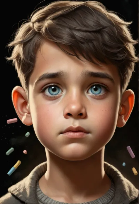 Oval face shape boy with small chalk 