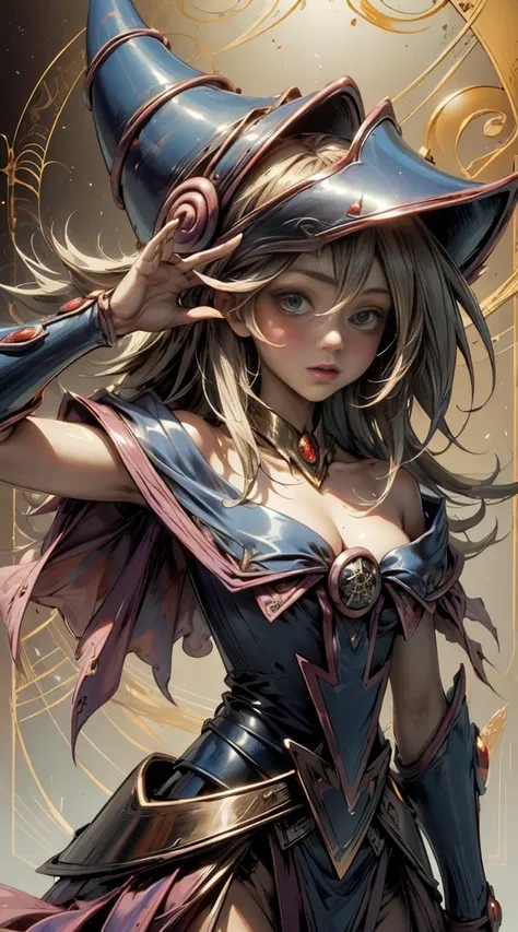 (masterpiece, top quality, Best Quality, official art, beautiful and aesthetic: 1.2), (1 dark magician girl), extreme detail, (fractal art: 1.3), showy, the most detailed little clothes