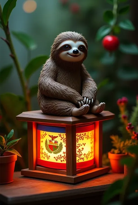 Create a Costa Rican flag-themed sloth lantern for independence 