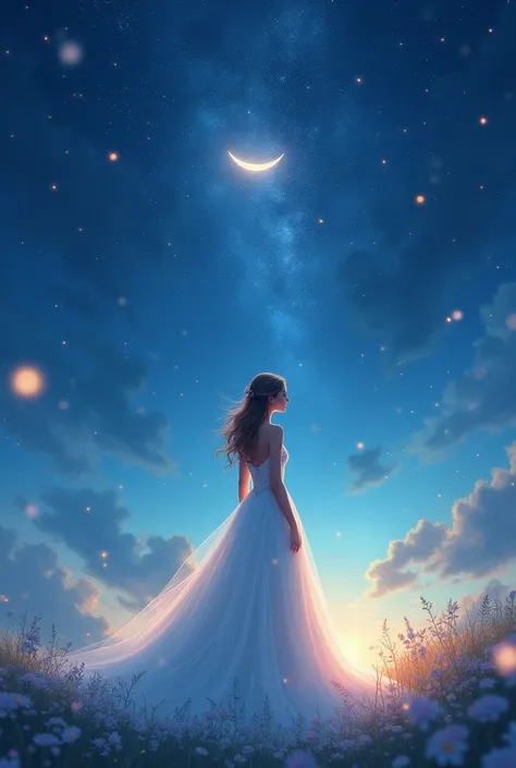 Create a picture of the bride&#39;s  and the starry night in drawing