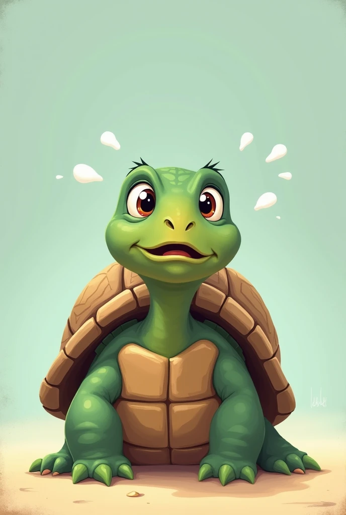  turtle shoked and think 2d cartoon 