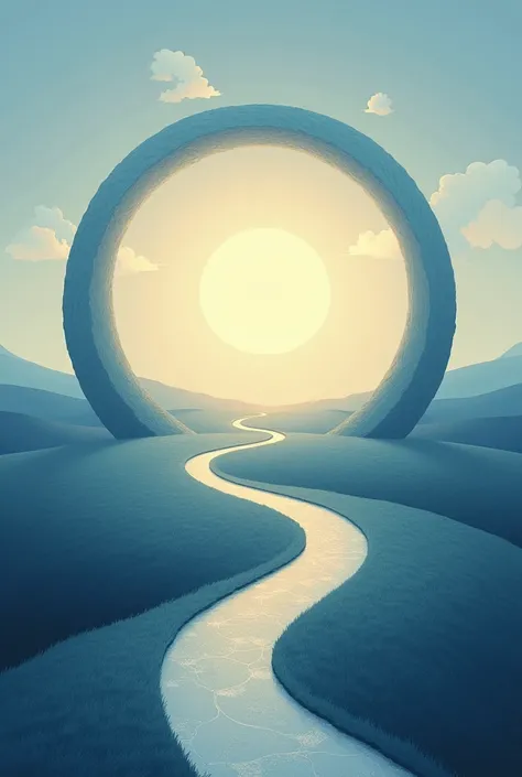 The image shows two paths that intertwine forming an infinite loop.. At the bottom, You see a horizon illuminated by a soft glow, symbolizing a shared future. easy drawing 