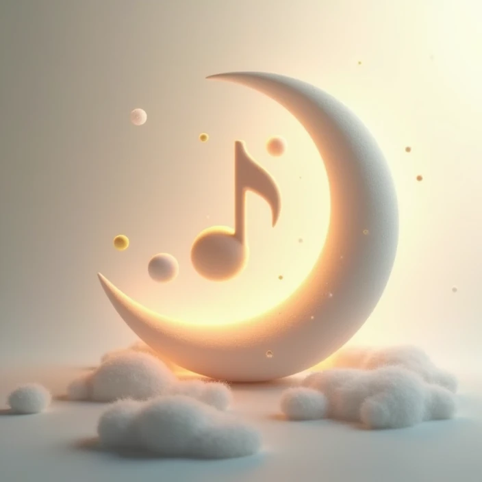 Musical note crescent moon background only 