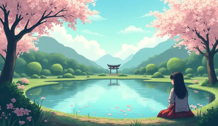 Pond in japan anime style