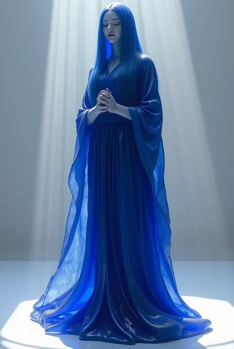 The one with long straight hair transformed into a Lapis Lazuli statue.