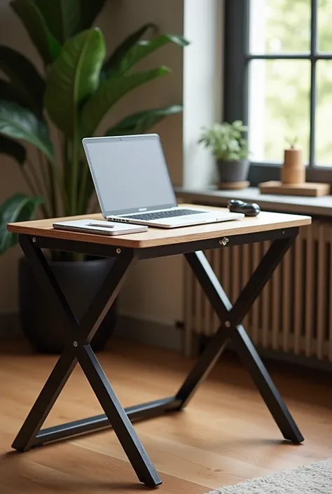 triangular-shaped folded table with laptop and notebook table 