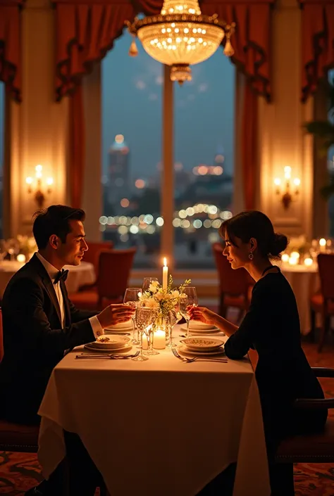 Romantic dinner in an elegant restaurant
