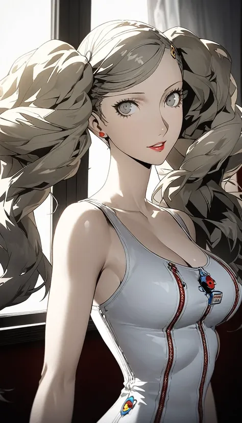 ((((Persona:1.8)))), (1girl), Long Hair, Blonde, ((青colorの目:1.5)), twintails, big hair, swept bangs, 笑face, ((tanktop shorts)), classroom, break looking at viewer, (cowboy shot, from side), break (masterpiece:1.2), Highest quality, High resolution, unity 8...