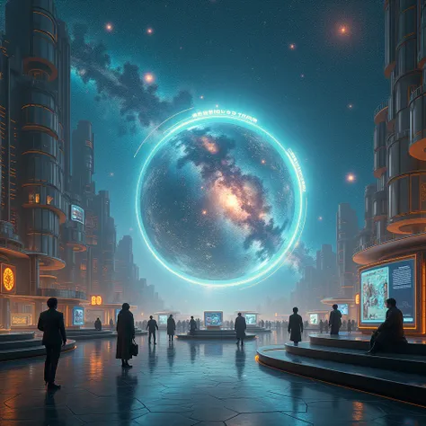 a hyperrealistic image capturing a futuristic simulated world, which creates the illusion of an infinite universe. Show main scene, where humanity, inhabiting this simulation, facing limited energy resources. Main elements:

	1.	A simulated world: A countr...