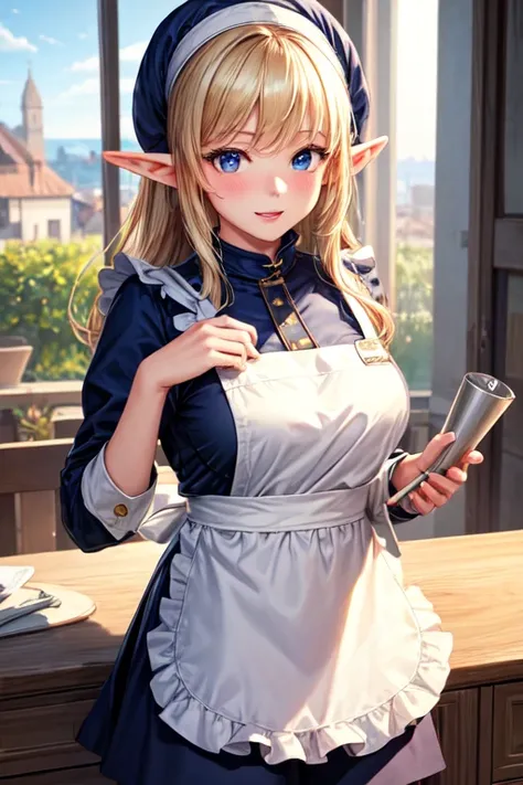 ((best quality)), ((masterpiece)), (detailed), 1girl, off-apron,elf