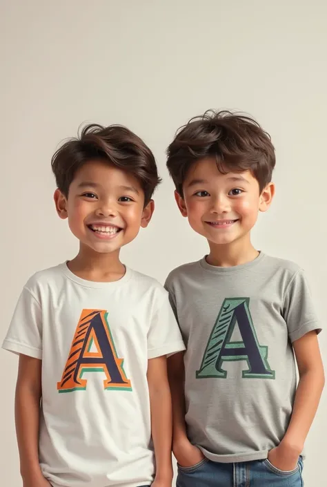 A and N name on two boys shirt