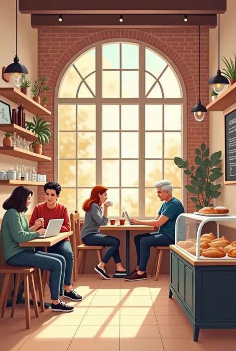 Flat vector illustration of a coffee shop 