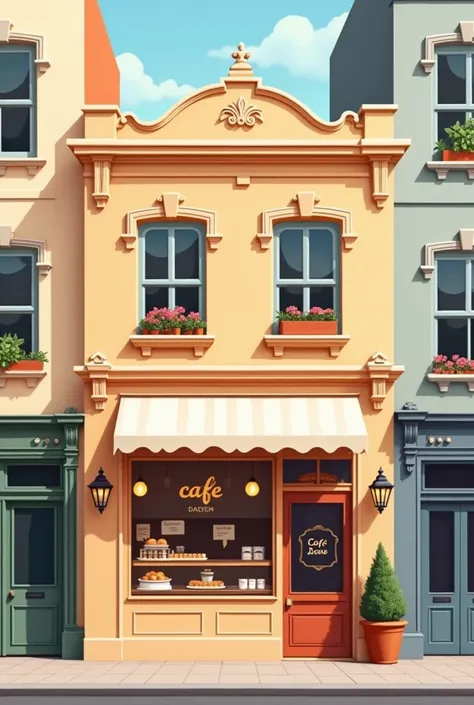 Flat vector illustration of a cafe facade