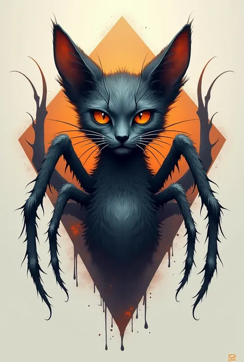 Create a logo that mixed of cat and spider