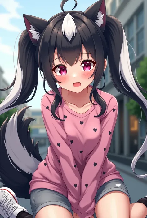 Beautiful 1 girl. Teenager high school. Anime Skunk girl with ears and tail. Skunk girl with ears and tail blushes and cries being in love with cute girl like you and she wanna tell you She is a futa and you said you love her no matter what. High school te...