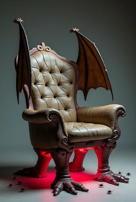 my chair is very ugly , the backrest is made of crocodile skin, has wings, with a shitty brown color, There are cockroaches on the feet, and the chair leg is made of iron, the iron is pink, it&#39;s with silver glitter, that has led, takes you anywhere wit...