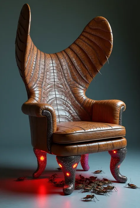 my chair is very ugly , the backrest is made of crocodile skin, has wings, with a shitty brown color, There are cockroaches on the feet, and the chair leg is made of iron, the iron is pink, it&#39;s with silver glitter, that has led, takes you anywhere wit...