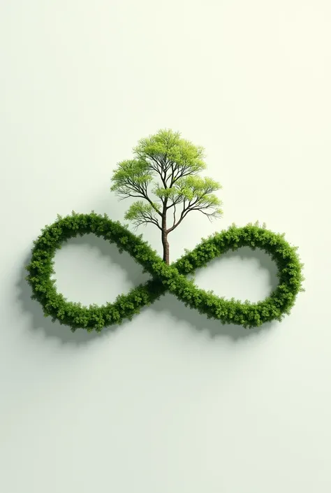 create an infinity ∞ logo with a small tree in it (the ∞ is landscape) more realistic (make it more small)