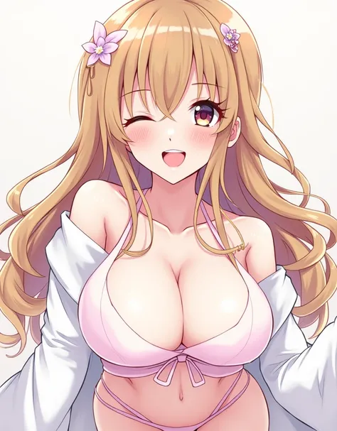 art by yuuki masami, japanese comic character, 1girl, jitome, huge breasts,