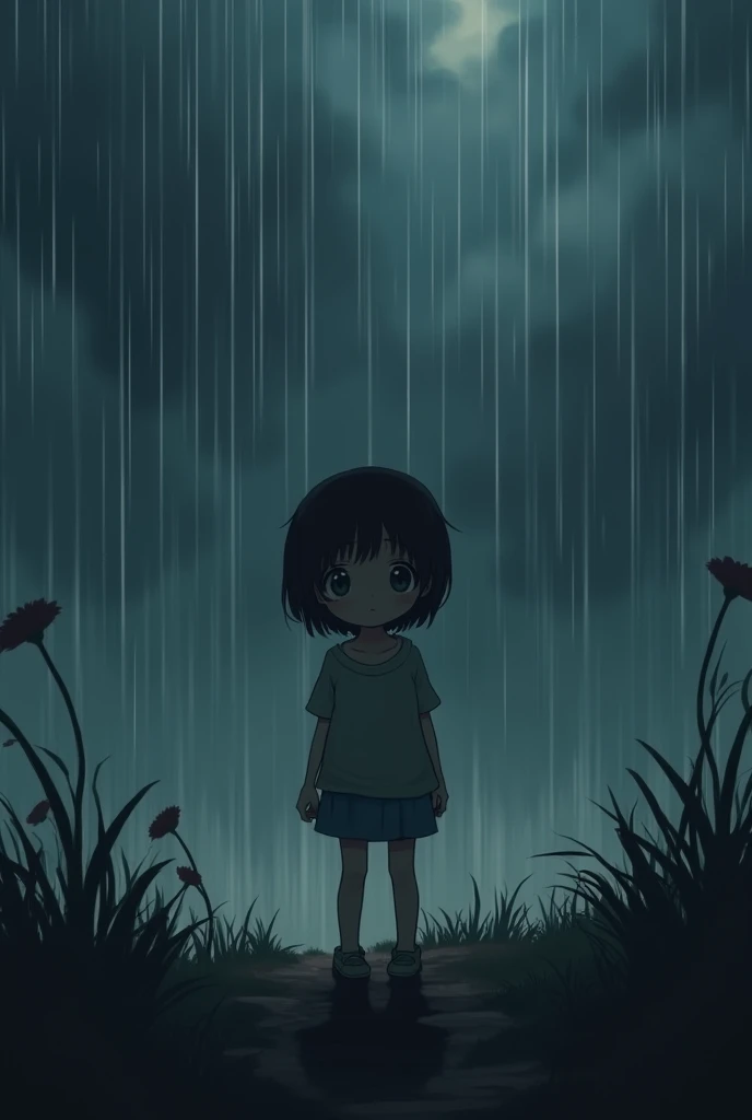 anime, cute, dark, background, rain, streaming background