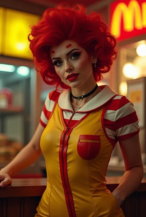 What would Ronald McDonald look like if he were a sexy woman with low social responsibility?