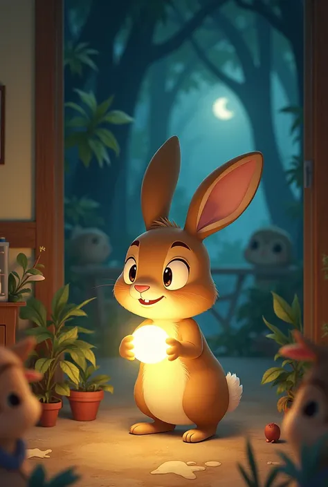 Benny rabbit used his little light to help his family and friends. He lit the way for his mom to cook dinner, helped his dad fix a broken toy, and even guided his friends through the dark forest
