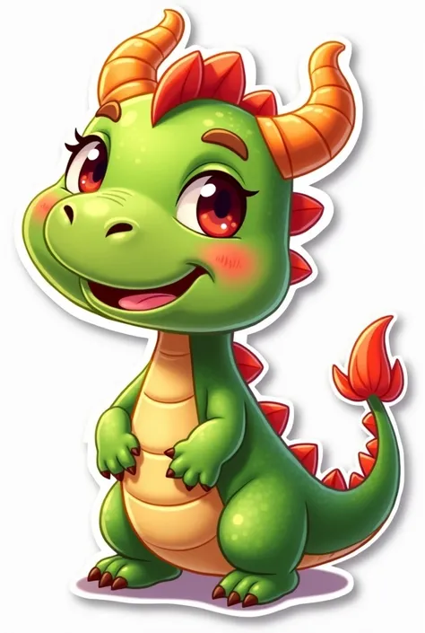 create something simple, a cartoon style dragon, sticker type
