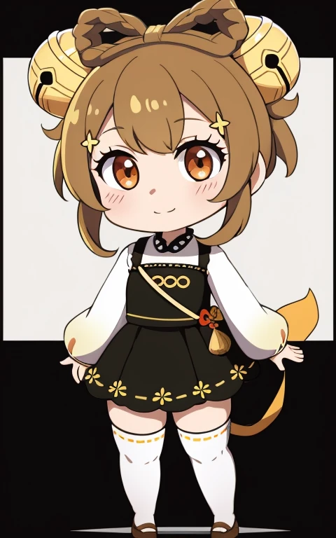  fullcg,Best quality,highest quality, 8k,Soft lighting, Confused, Looking at the audience, alone, smile, Knee socks, Yaoyao Genshin Impact | Character Lora 223,((low length:1.5)),((chibi:1.5)),((little child girl)),1girl,difficult,cowboy shot,Beautiful cit...