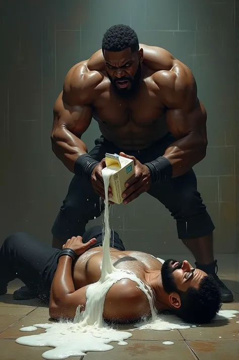 Black man throwing milk on tied up Sheamus&#39; ass