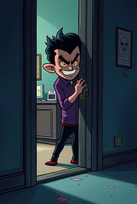 cartoon waiting to kill at the corner of the door png