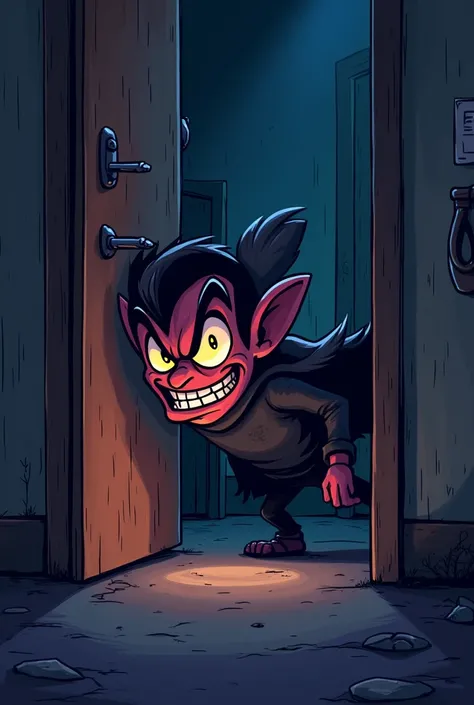 cartoon waiting to kill at the corner of the door png