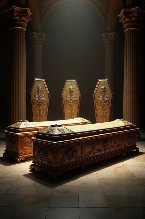 Five beautiful coffins
