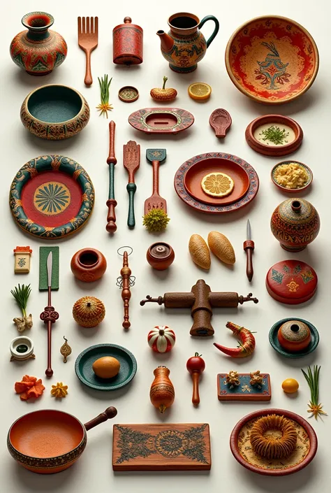 An image in horizontal size with 40 Mexican objects 